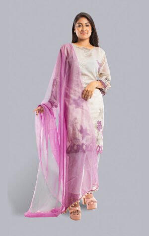 White and black cotton silk salwar set FS06