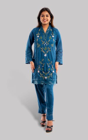 Blue pure shimmer salwar kameez set FS30
