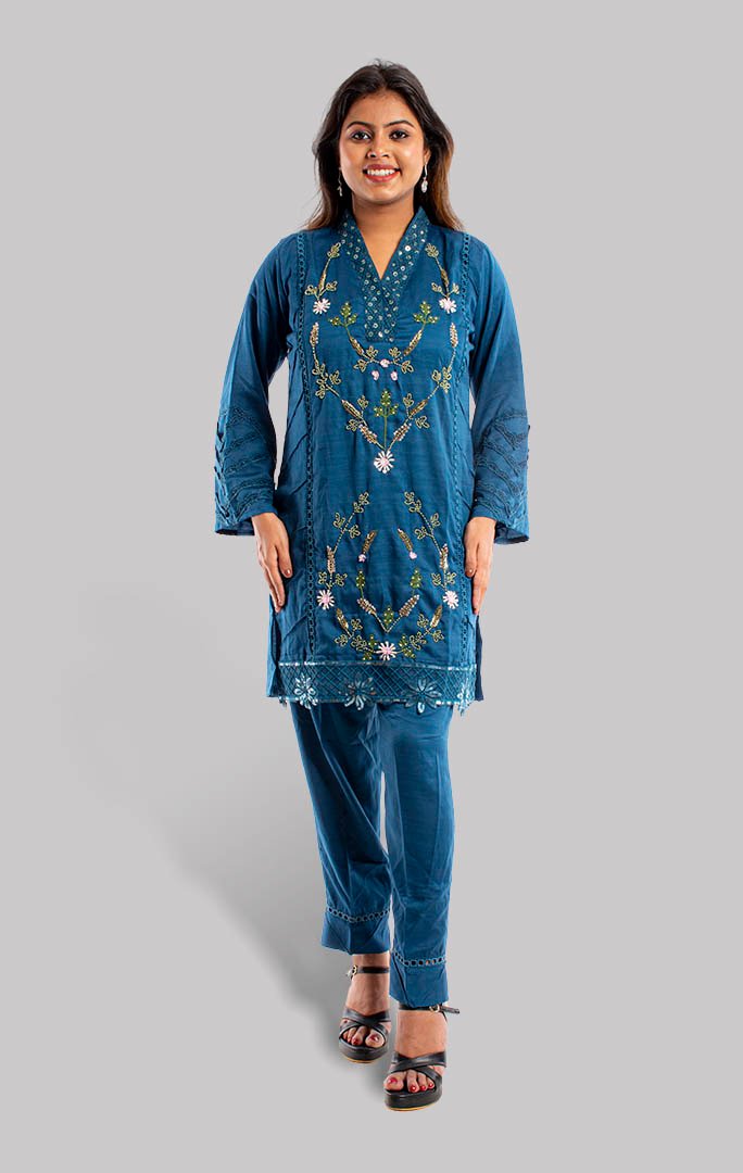 Blue pure shimmer salwar kameez set FS30