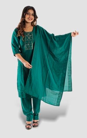 Green pure cotton salwar kameez set FS01